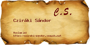 Cziráki Sándor névjegykártya